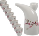 ABOOFAN Ceramic Wine Pot Set with 8 Small Cups Traditional Sake Kettle Retro Design for Serving Rice Wine for Gatherings and Celebrations