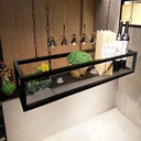 Ceiling Hanging Mounted Wine Racks Bar Storage Holder Kitchen Pot Pan Floating Shelving Cookware Shelf Flower Stand for Cellar Garage Restaurant Display Frame (120x25x15cm)