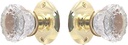 Rousso's Reproductions Crystal Antique Replica Surface Mount Dummy French Door Knob Set for One Side of Two Doors or Both Sides of One Door Also for Decorating Ideas with Faux Knobs (Polished Brass)