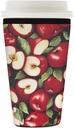 Fruit Red Apples Reusable Iced Coffee Sleeve Neoprene Insulated Drink Holder, Washable Anti-Slip Cold Cup Sleeve for Tumblers Bottles Glasses 26-28oz