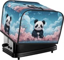 4 Slice Toaster Cover with Two Pockets for Storing knife Super Soft Appliance Cover Panda Flower Dust Cover for Kitchen Small Oven Cover Kitchen Bread Machine Protector Cover