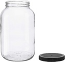 North Mountain Supply 1 Gallon Glass Jar Wide Mouth with Black Plastic Lid - USDA, BPA-Free, Made in the USA - for Fermenting, Storing, Canning, and Much More!