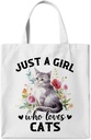 Cute Cat Canvas Tote Bag, Floral Who Loves Cats, Funny Cat Kitty Aesthetic Reusable Tote Bag for Shopping Camping Christmas, Multicolor, 38cmx40cm, Adult Female