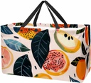Reusable Grocery Bag Cute Fruits Large Stand Up Tote Shopping Bag with Reinforced Handles