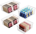iSPECLE Freezer Organizer Bins - 4 Pack Upright Freezer Baskets for 16/17 / 21 Cu.Ft Stand up Freezer, Easily Get Food, Stop Food Fall out from Freezer Better Ventilation, 2 Large 2 Medium, White