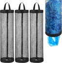 4 Pack Plastic Bag Holder, Grocery Bags Plastic Mesh Hanging Storage Bag Dispenser Trash Bags Holder for Plastic Bags Washable Grocery Shopping Bag Organizer for Home Kitchen, Black