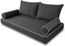 Outdoor Twin Size Patio Swing Bed Mattress and Pillows Cover with Zipper,Fade Resistant 6 Inch Porch Daybed Cushion Waterproof Covers (Dark Gray, 75 * 39 * 6in)