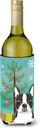 Caroline's Treasures BB1575LITERK Christmas Tree and Boston Terrier Wine Bottle Hugger Bottle Cooler Sleeve Hugger Machine Washable Collapsible Insulator Beverage Insulated Holder