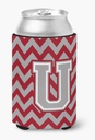 Caroline's Treasures CJ1043-UCC Letter U Chevron Crimson and Grey Can or Bottle Hugger Cooler Washable Drink Sleeve Collapsible Beverage Insulated Holder, Can Hugger, Multicolor