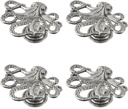 MY MIRONEY 4PCS Silver Octopus Cabinet Knobs Single Hole Elegant Octopus Drawer Handles Zinc Alloy Decorative Furniture Door Pulls Handles for Cupboard Dresser Wardrobe