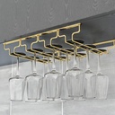 Gold Wine Glass Rack Hanging Metal 304 Stainless Steel Under Cabinet Shelf Stemware Racks Wine Champagne Goblets Holder for Kitchen Bar Pub (Size : 46x28x5.5cm)