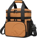 SUNNY BIRD Dual Compartment Lunch Bag, 13L Insulated Adult Lunch Box for Work (Brown)