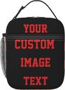 Custom Lunch Bag Box, Personalized with Photo Text, Durable Polyester Fabric, Spacious 8"L x 4"W x 10"H, Hands-Free Carry with Buckle Handle, Insulated to Keep Food Cool