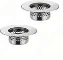 Bathroom Sink & Bathtub Drain Filter Strainer Set - 2 Pack Hair Catcher with Universal 1.25-1.6 Inch Drain Cover for Shower, Vanity, RV Sink - Anti-Clog, Easy-Clean, Gap-Free Design