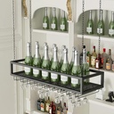 Wine Glass Holder Floating Wine Rack Suspended Wine Ceiling Holder with Glass Shelf for Room Cellar Bar, Adjustable Height / 60 * 25 * 20cm (120 * 25 * 20cm) (60 * 25 * 20cm)