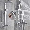 Shower System Matte Black Chrome Shower Faucets Set Brass 5-Way Button Control Mixer Tap SPA Massage Jets Shower Bidet Bath Shower Set,Chrome