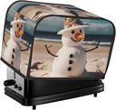 Snowman With Seashells Sitting On Sandy Beach 2 Slice Toaster Covers Dustproof Splash-Proof Bread Machine Cover Fingerprint Protectors Small Washable Kitchen Appliance Cover Universal Size