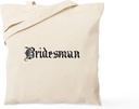 CafePress Gothic Text Bridesman Tote Bag Reusable Natural Beige Canvas Shopping Bag