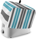 4 Slice Christmas Toaster Cover, Bread Machine Cover Grey Blue Stripes Geometric Pattern Kitchen Appliance Dust Cover with Top Handle Fingerprint Protection Lightweight Kitchen Toaster Cover
