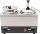 Cheese Warmer Dispenser, Double Heads Nacho Cheese Warmer With Pump, Stainless Steel Electric Sauce Dispenser Condiment Containers with 2 Pot & Spoon, For melting chocolate，caramel