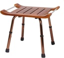 Generic Wood Bath Shower Seat, with Feet Lightweight Bench Chair 6 Height Adjustable Shower Stool Chair Bath Tub Seat Shower Stool, 50.5x40.5cm, Brown