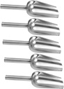 5pcs Stainless Steel Food Scoop Multi-functional Flour Rice Ice Shovels Ergonomic Handle Rustproof Kitchen Tools for Effortless Serving and Cooking