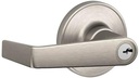 J-Series by Schlage Marin Door Lever with Standard Trim, Keyed Entry Lock, Satin Nickel, J54 MAR 619