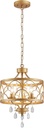 Small Crystal Chandelier, Modern Gold Crystal Chandeliers for Dining Room, Rustic Farmhouse Round Ceiling Pendant Light Fixture for Living Room, Entryway, Hallway, Bedroom, Bathroom