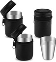 3 Set/12Pcs 30ml Mini Stainless Steel Cups with Storage Bag Metal Drinking Cups Stackable Water Tumblers for Bar Home Travel Office Outdoor Camping,4 Pcs/Set,Dishwasher Safe