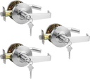 3 Pack of Chrome 26D Comercial Door Entry Handles Door Locks for Exterior Door with Heavy Duty Lever Handles Door Locks