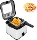 Electric Deep Fryer, 110V/50Hz 1000W Stainless Steel Fryer with Basket and Lid 2.5L Deep Fryer Pot Adjustable Temperature Dishwasher Safe Parts Countertop for Kitchen
