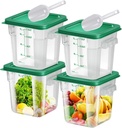 4 pcs 8qt Food Storage Containers with Lid, Square Clear Commercial Storage Containers with Handle and Scale for Food Storage in Home Kitchen & Dining (Green)