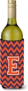 Caroline's Treasures CJ1042-ELITERK Letter E Chevron Orange and Blue Wine Bottle Hugger Bottle Cooler Sleeve Hugger Machine Washable Collapsible Insulator Beverage Insulated Holder