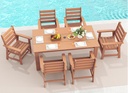 GREENVINES 7-Piece Outdoor Dining Set | HDPE | Patio Table and Chairs Sets for 6 | Patio Furniture | All Weather | Umbrella Hole | Teak | for Backyard Poolside Garden