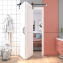 16" x 84" Double Bifold Barn Door, Solid MDF Folding Barn Doors Slab Covered with Water-Proof PVC Surface, White-Painted and Hardware Kit Included