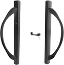 Contemporary Sliding Glass Door Amesbury Truth Handle Replacement Set | Patio Glass Doors Handle Lock Set | Repair and Replace Horizontal Sliding Door Handle Mortise Type, 3-15/16" Screw Holes - Black