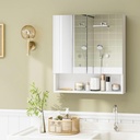 FOTOSOK Bathroom Wall Cabinet Medicine Cabinet, Wall Mounted Bathroom Mirror with Storage Mirror Cabinet with 2 Doors and Adjustable Shelf, Laundry Living Room, White