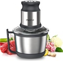 Electric Grinder Chopper Mincer 800W, Stainless Steel, High Efficiency Motor, Food Processor for Meat, Vegetables, Fruits, Onion and Nuts, Kitchen Cooking Machine 3L