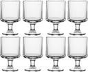 Transparent Vintage Goblet Glasses of 8, Mixed Drink Tumblers, 7.7 oz Wine Glasses Drinking Tumbler Glassware for Iced Tea, Wine, Beer, Juice, Cocktail, Whiskey
