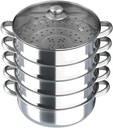 5-Tier 30cm Stainless Steel Stackable Steamer with Glass Lid, Stainless Steel Food Steamer Stovetop Expandable Multi-Layer Steam Cooker for Healthy Cooking | Family & Commercial Use