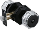 Vintage Diamond Crystal Door Knob with Lock,Privacy Door Handle for Bed BathHD Cystal Glass Door Knob (1, Privacy [Lock with no Key Required], Iron Black#34)