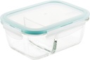 LOCK & LOCK Purely Better Glass Food Storage Container with Lid, Rectangle w/divider, 25 oz - Clear