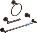 FAIRGIA Bronze Bathroom Accessories, Oil Rubbed Bronze Bathroom Hardware Set Includes Toilet Paper Holder 15 to 24 Inch Towel Bar Hand Towel Ring Robe Hook 4 Pieces Wall Mount