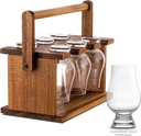 CairnCaddy Acacia Hardwood Whiskey Glass Holder - Carrier and Drying Rack for Whisky Tasting Glassware