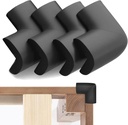 Bed Frame Corner Protector Black: 4 Pack Foam Rubber Guards Bumpers for Bed Table Cabinet Corner Safe Impact Absorption for Kids & Seniors (4, Black)