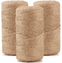 984 FT Natural Jute Twine, 3ply Thin Ribbon Hemp Twine for Gardening, Plant, Gift Wrapping, Art, Wedding Decoration, Packing, Bulk (3 Roll)