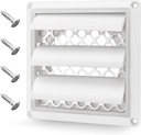 4" Louvered Dryer Vent Cover by Beaquicy - Outdoor White Exhaust Cap with Aluminum Built-in Pest Guard Screen & Screws for 4 Inch Opening Hood Duct