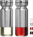Olive Oil and Vinegar Cruet Dispenser Set with Elegant Glass Bottle and Drip Free Design - Stainless Steel
