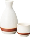 Ale-net Sake Set Tokuri Ochoko Set 3.1 x 5.3 inches (8 x 13.5 cm), 270 cc, White Crystal Line, 2 Tokuri & Guinomi (2 Pieces) Set, Pottery, Mino Ware