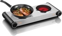 Cusimax Portable Electric Stove For Cooking With 1800w Power Temperature Control,Double Electric Hot Plate,Ceramic Glass Infrared Burner For All Cookware And Home, Dorm, Rv(Sliver)
